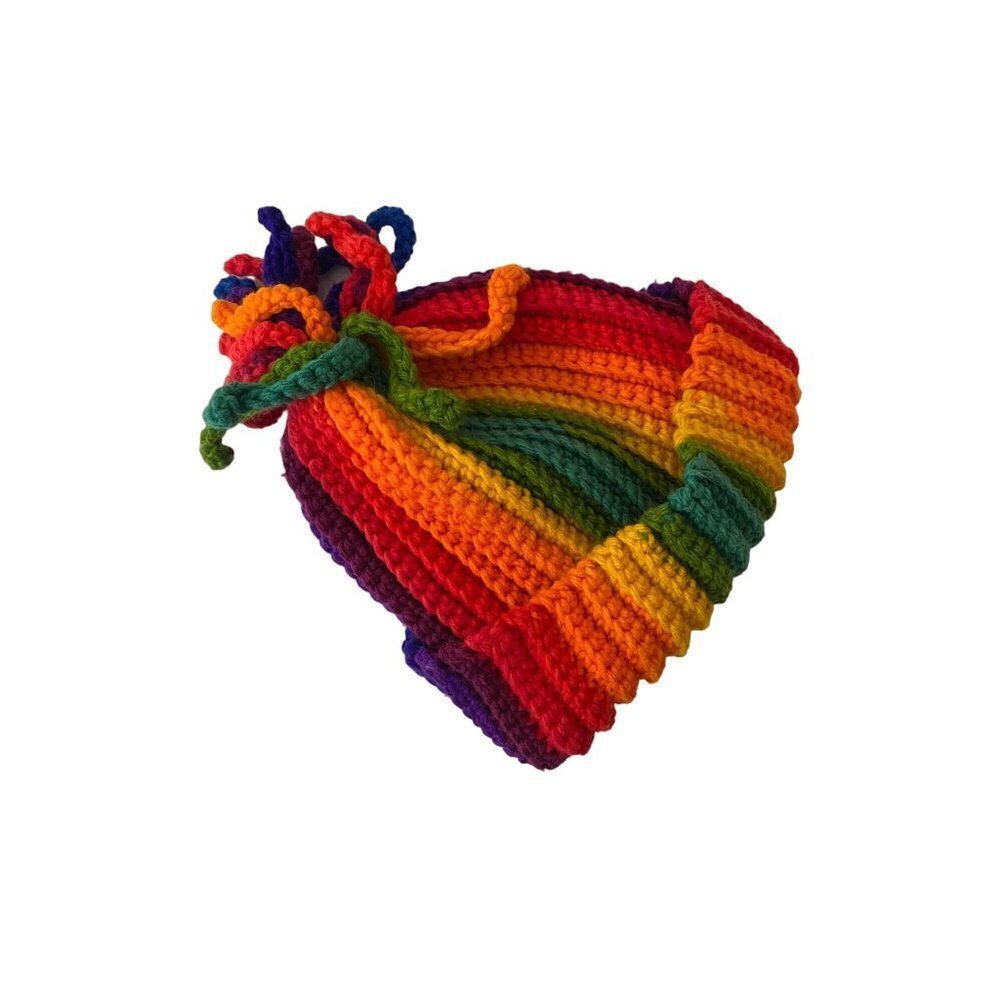 🌈Handmade Rainbow Beanie OS